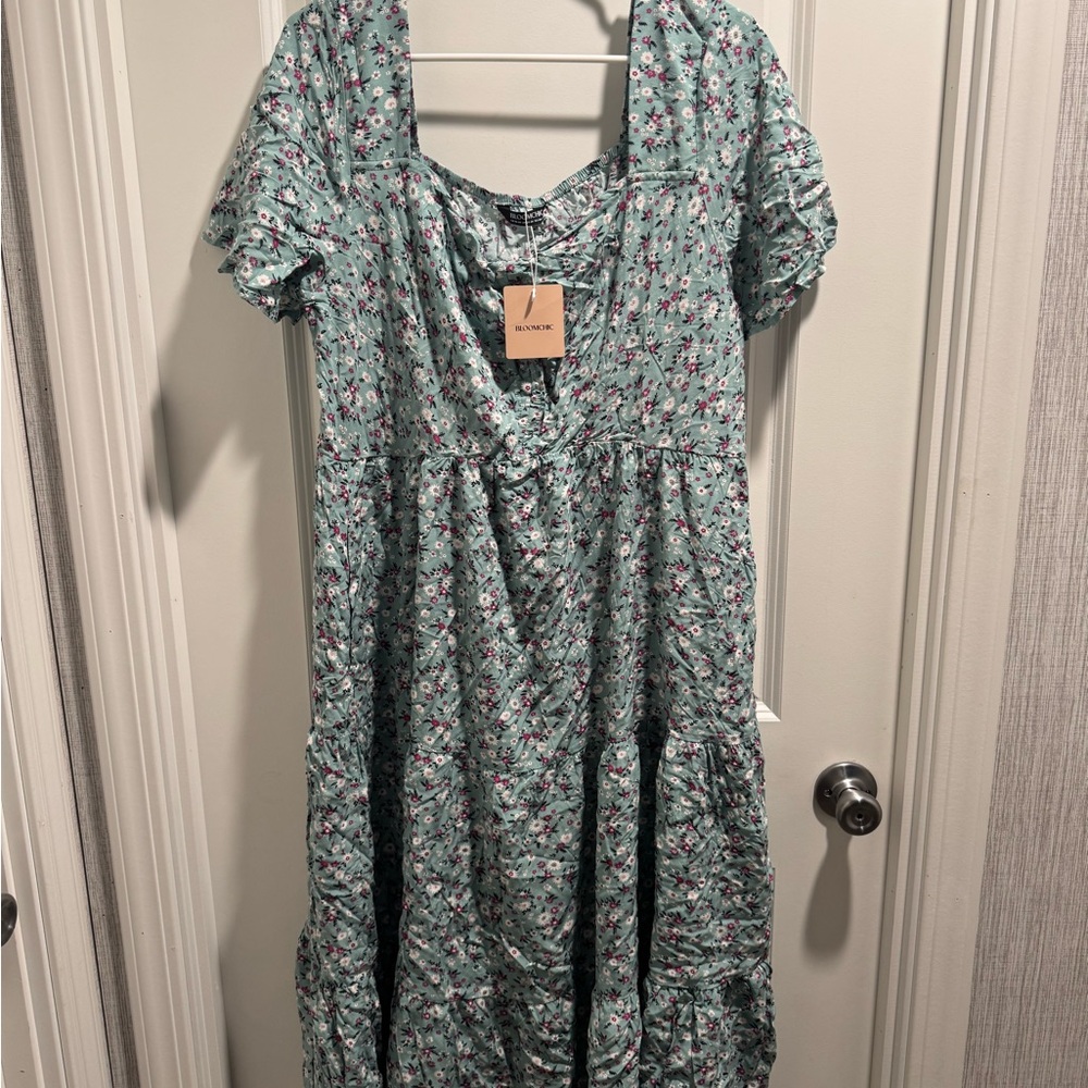 BloomChic Mint Green Floral Tiered Sundress